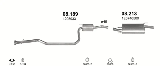 Схема выхлопной системы: Ford Fiesta IV · 1.8 дизель, 1995–2000