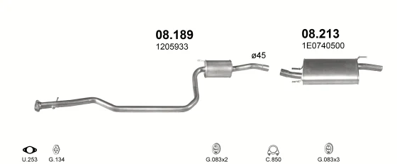 Схема выхлопной системы: Mazda 121 III · 1.8 дизель, 1996–2000