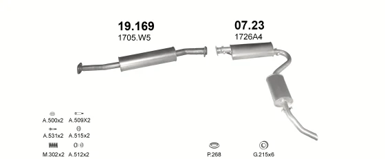 Схема выхлопной системы: Peugeot Boxer 230P, Fiat Ducato II, Citroen Jumper I · 1.9 дизель, 1994–1998