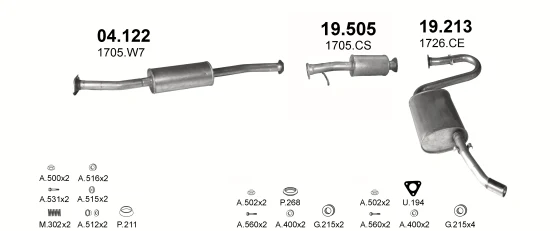 Схема выхлопной системы: Peugeot Boxer 230P, Fiat Ducato II, Citroen Jumper I · 2.5 дизель, 1998–2002