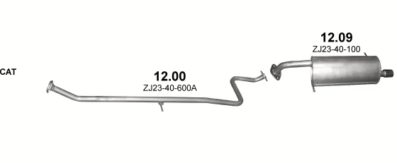 Схема выхлопной системы: Mazda 2 DE · 1.3 бензин, 2007–2010