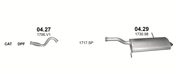 Схема выхлопной системы: Peugeot 5008 I · 1.6 дизель, 2009–2011; 1.6 дизель, 2010–2014