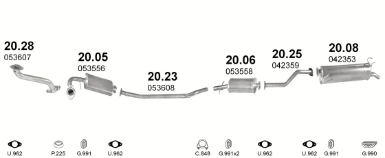 Схема выхлопной системы: Polonez Truck · 1.6 бензин, с 1995