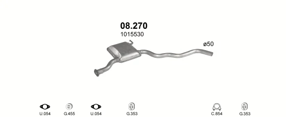 Схема выхлопной системы: Ford Scorpio I · 2.4 бензин, 1988–1990