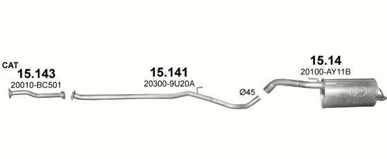 Схема выхлопной системы: Nissan Note E11 · 1.5 дизель, 2006–2009