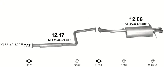 Схема выхлопной системы: Mazda MX6 · 2.5 бензин, 1991–1996