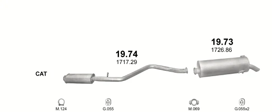 Схема выхлопной системы: Peugeot 306 N3 · 1.9 дизель, 1998–2002