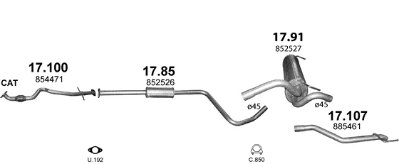 Схема выхлопной системы: Opel Astra J · 1.4 бензин, 2010–2015