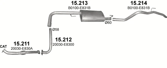 Схема выхлопной системы: Nissan Navara · 2.5 дизель, 2005–2010