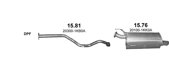 Схема выхлопной системы: Nissan Juke F15 · 1.5 дизель, 2010–2014