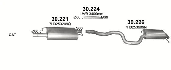 Схема выхлопной системы: VW Golf Plus V, VW Golf V, VW Polo V · 2.5 дизель, 2006–2009
