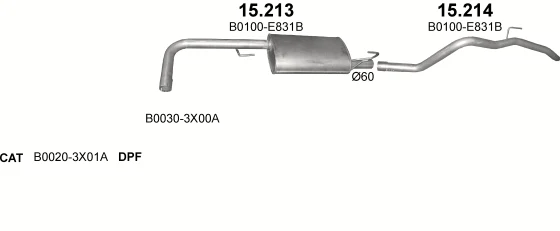 Схема выхлопной системы: Nissan Navara · 2.5 дизель, 2006–2010; 2.5 дизель, 2010–2015