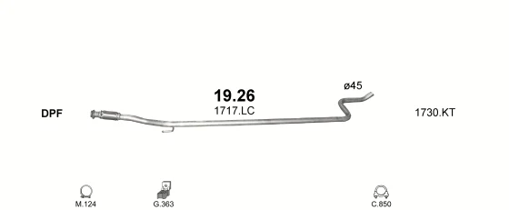 Схема выхлопной системы: Citroen C3 Picasso SH · 1.6 дизель, с 2010