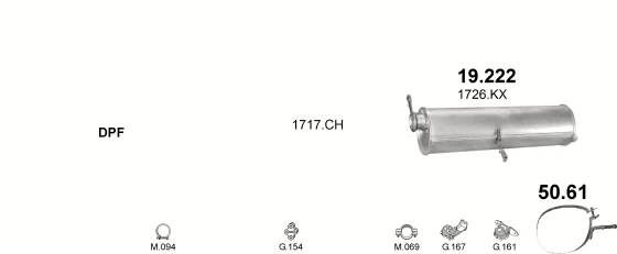 Схема выхлопной системы: Peugeot 307 3AC · 2.0 дизель, 2003–2012