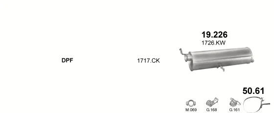 Схема выхлопной системы: Peugeot 307 3AC, Citroen C4 I · 2.0 дизель, 2003–2007