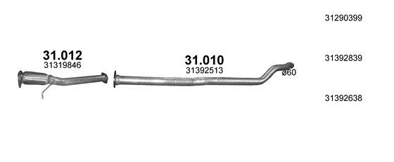 Схема выхлопной системы: Volvo XC60 I · 2.0 дизель, 2013–2015; 2.0 дизель, 2015–2017