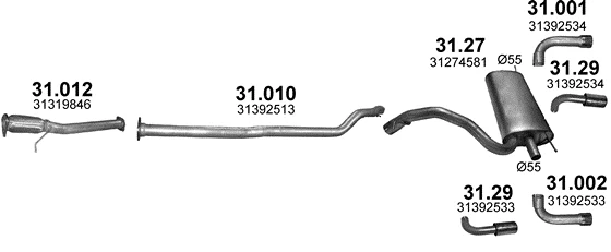 Схема выхлопной системы: Volvo XC60 I · 2.0 дизель, 2013–2015; 2.0 дизель, 2015–2017