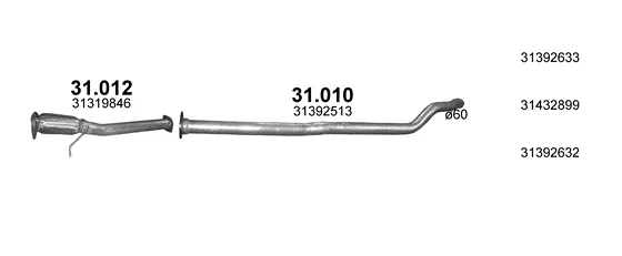 Схема выхлопной системы: Volvo S60 II, Volvo V60 I · 2.0 дизель, 2013–2019