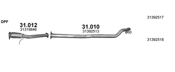 Схема выхлопной системы: Volvo S60 II, Volvo V60 I · 2.0 дизель, 2015–2019