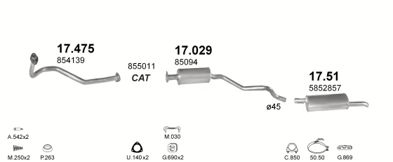 Схема выхлопной системы: Opel Kadett E · 1.4 бензин, 1984–1991