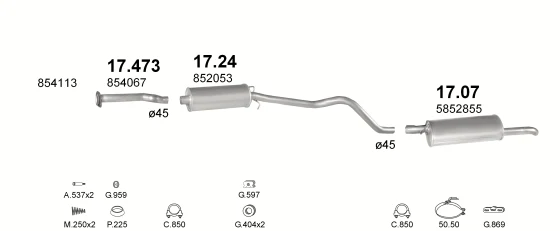 Схема выхлопной системы: Opel Kadett E · 1.6 бензин, 1984–1985