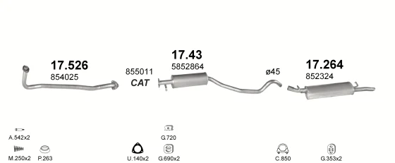 Схема выхлопной системы: Opel Corsa A · 1.6 бензин, 1988–1993