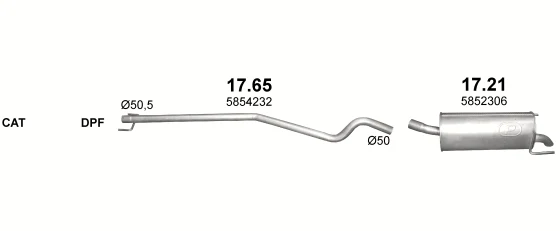 Схема выхлопной системы: Opel Astra H · 1.7 дизель, 2005–2010