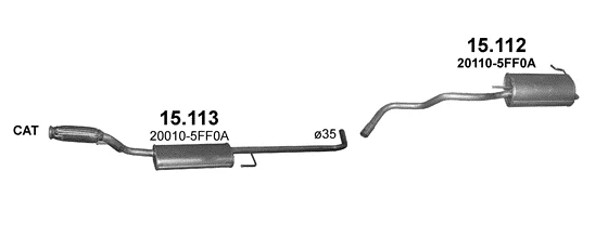 Схема выхлопной системы: Nissan Micra V · 1.0 бензин, 2017–2020
