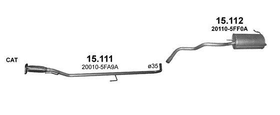 Схема выхлопной системы: Nissan Micra V · 0.9 бензин, 2016–2019