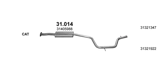 Схема выхлопной системы: Volvo V70 III · 1.6 бензин, 2010–2015