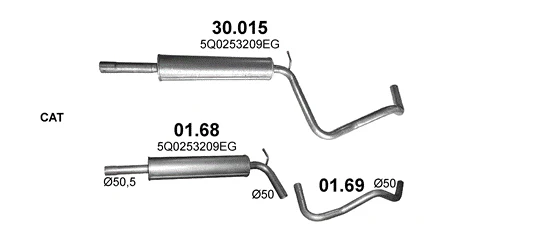 Схема выхлопной системы: Audi A3 8VS · 1.0 бензин, 2016–2020