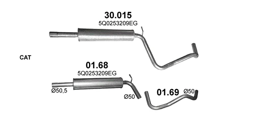Схема выхлопной системы: Audi A3 8VS · 1.0 бензин, 2016–2020
