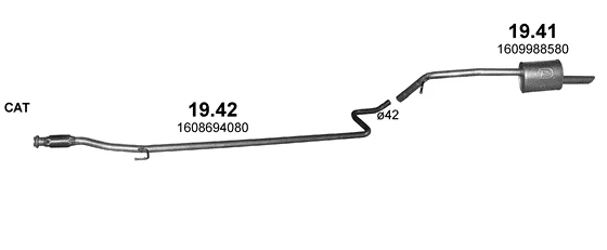 Схема выхлопной системы: Peugeot 301, Citroen C3 Aircross II · 1.6 дизель, 2012–2013