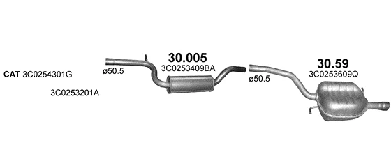 Схема выхлопной системы: VW Passat B7 · 1.4 бензин, 2007–2015