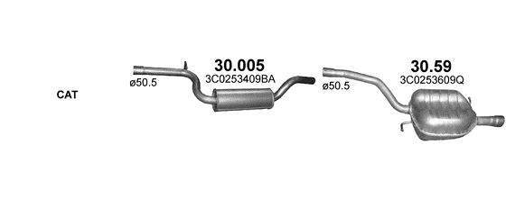 Схема выхлопной системы: VW Passat B6 · 1.6 бензин, 2005–2010