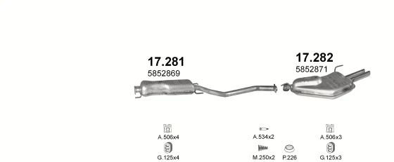 Схема выхлопной системы: Opel Omega B · 2.6 бензин, 2000–2002