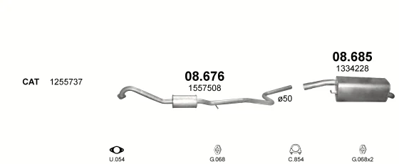 Схема выхлопной системы: Ford Fiesta V · 1.6 дизель, 2004–2005