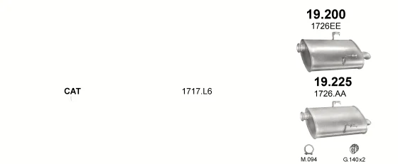 Схема выхлопной системы: Peugeot 406 8B · 2.0 дизель, 2000–2004; 2.2 дизель, 2001–2004