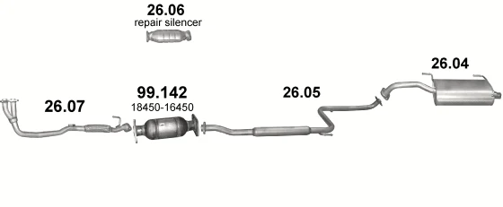 Схема выхлопной системы: Toyota Celica T18 · 1.6 бензин, 1989–1993
